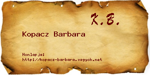 Kopacz Barbara névjegykártya